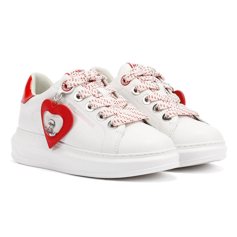 Karl Lagerfeld Kapri Valentine Pendant Baskets Blanches En Cuir Pour Femmes