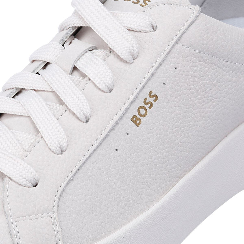 Boss Belwar Tennis Tumble Baskets Blanches En Cuir Pour Hommes
