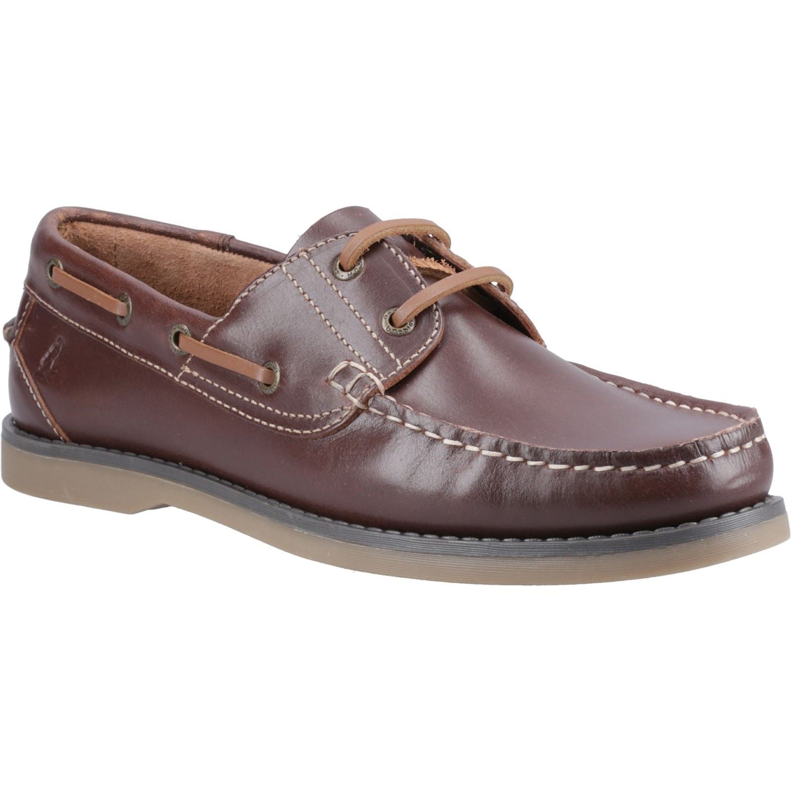 Hush Puppies Wilson Chaussures Bateau Pour Homme En Cuir Marron