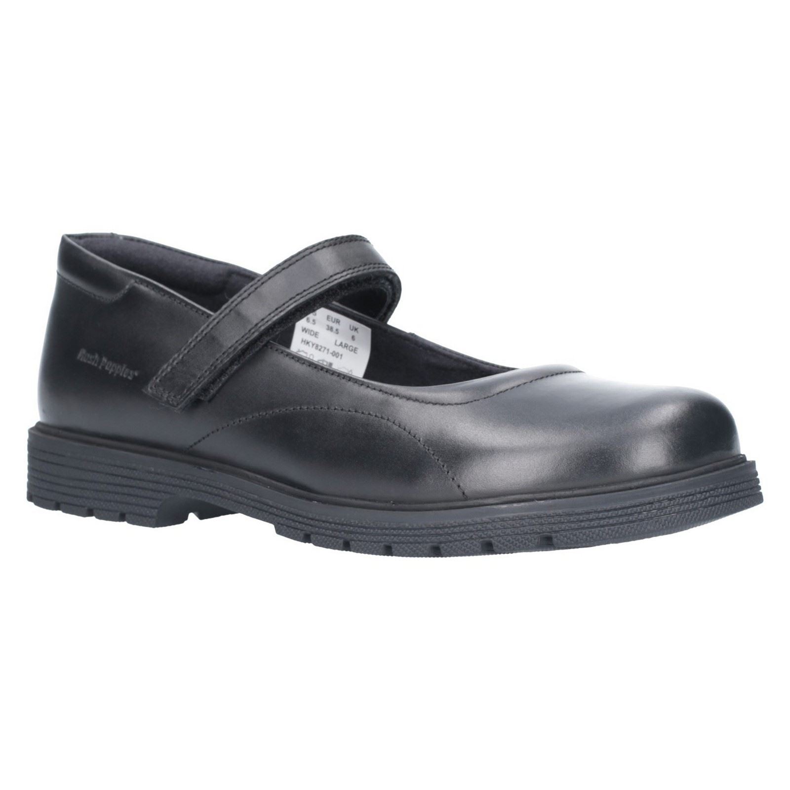 Hush Puppies Tally Senior Chaussures Noires Pour Filles En Cuir