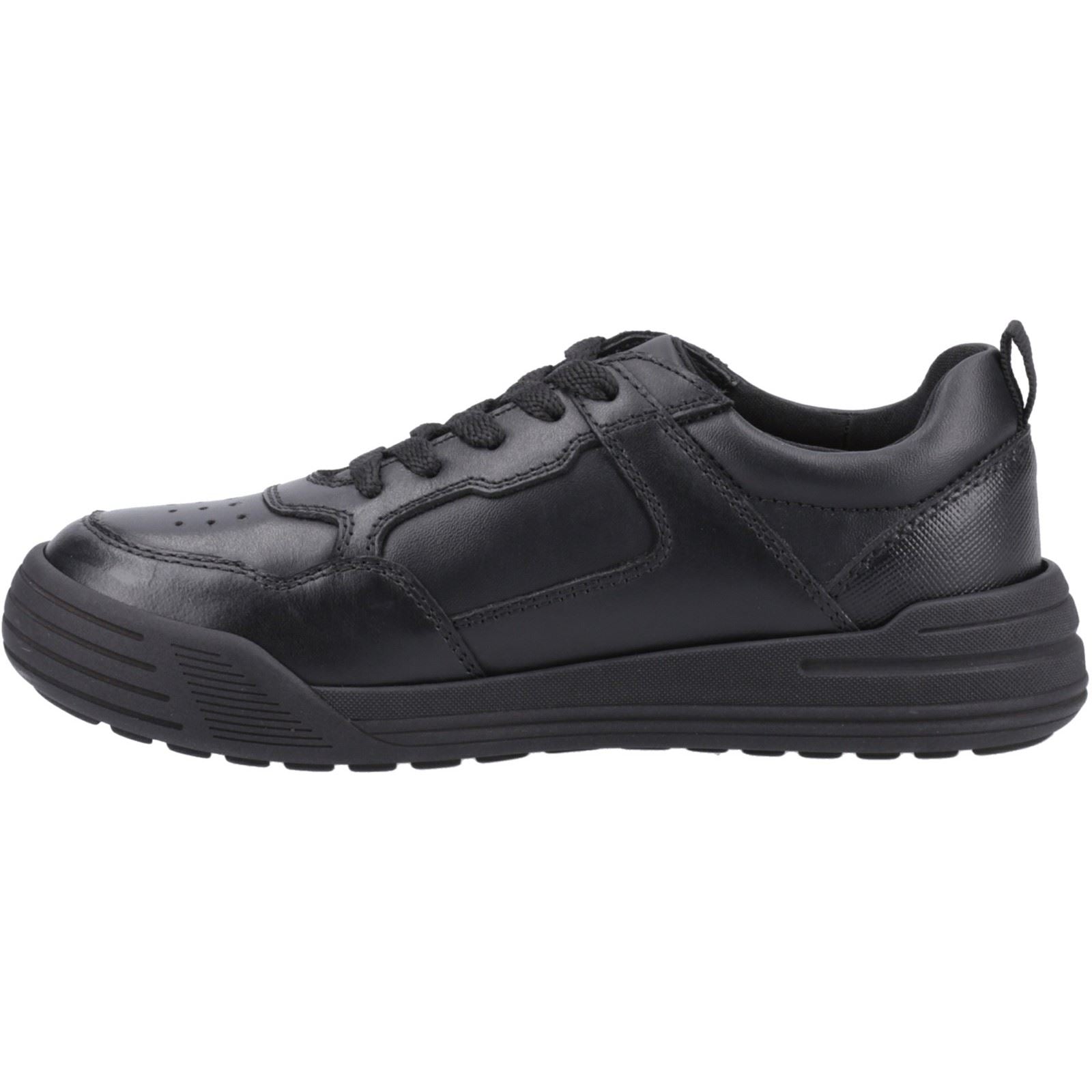 Hush Puppies Shane Junior Chaussures Noires Pour Garçons En Cuir À Lacets