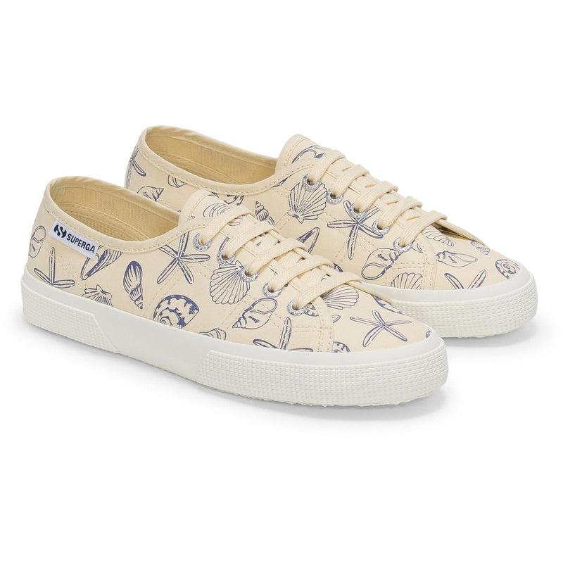 Superga 3750 Seashells Print Chaussures De Sport Pour Femmes En Coton Beige