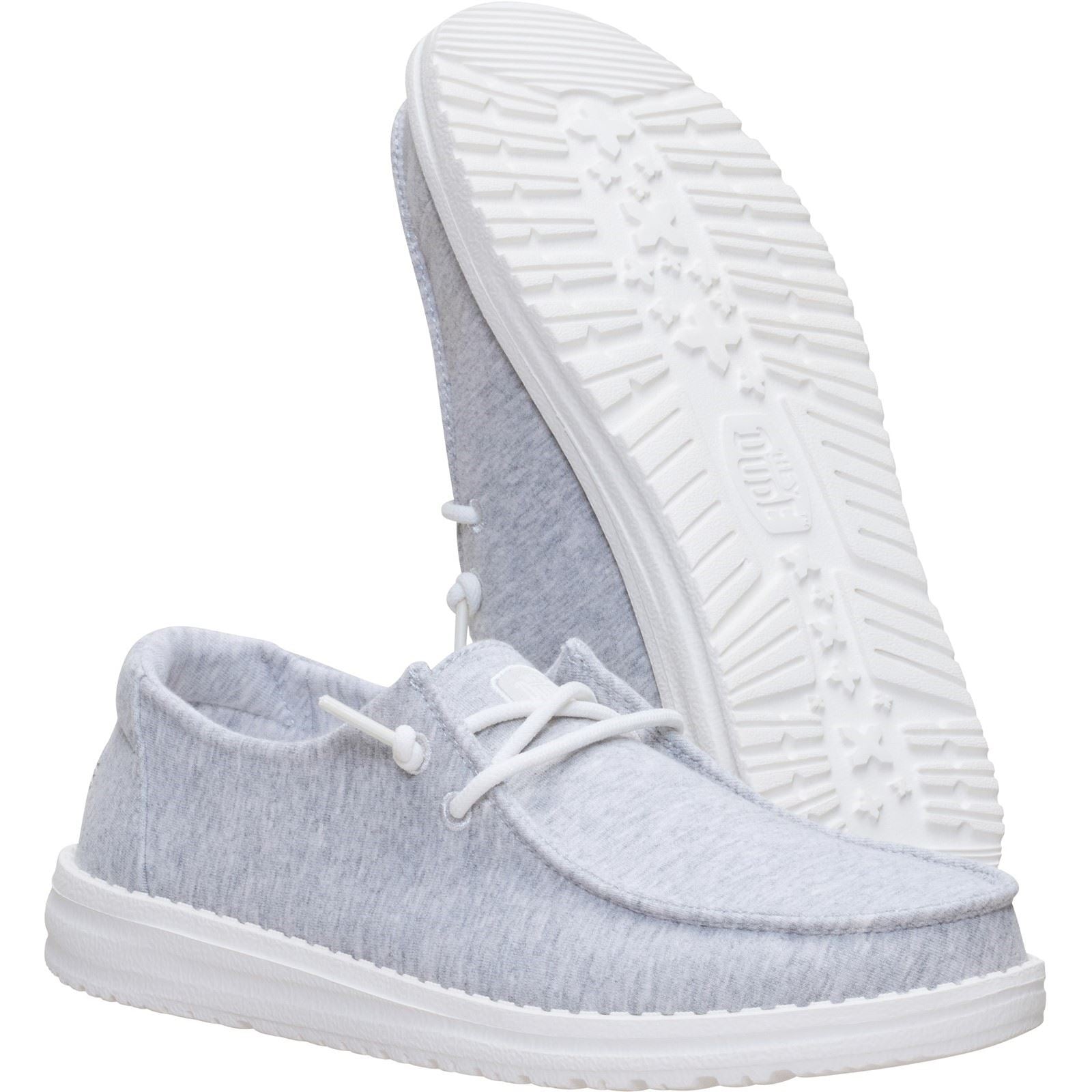 HEYDUDE Wendy Stretch Jersey Mocassins Femmes Gris Clair En Textile