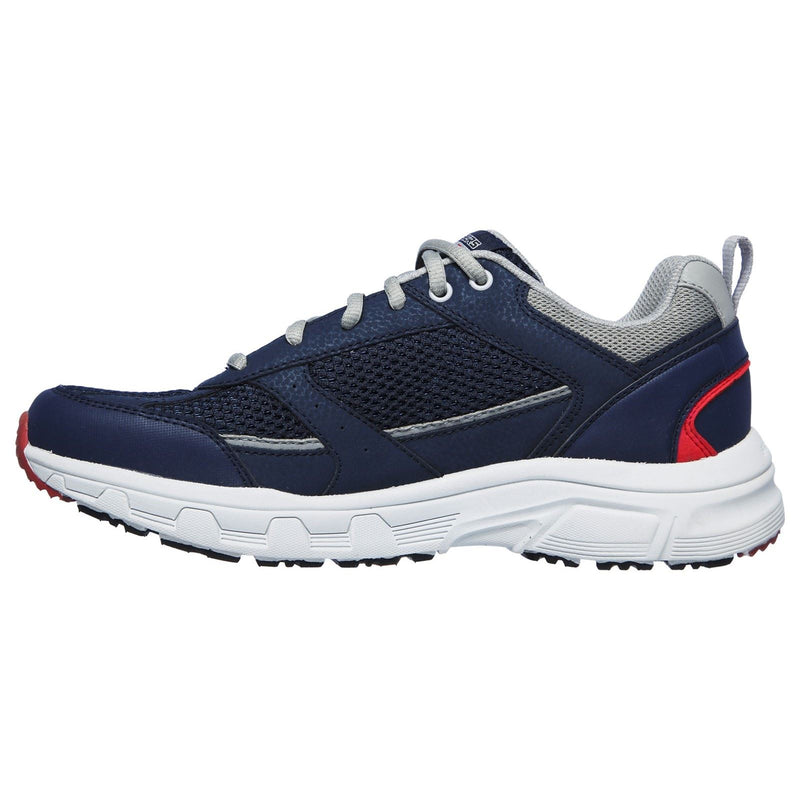 Skechers Oak Canyon Verketta Baskets Pour Hommes En Cuir Bleu Marine/Gris