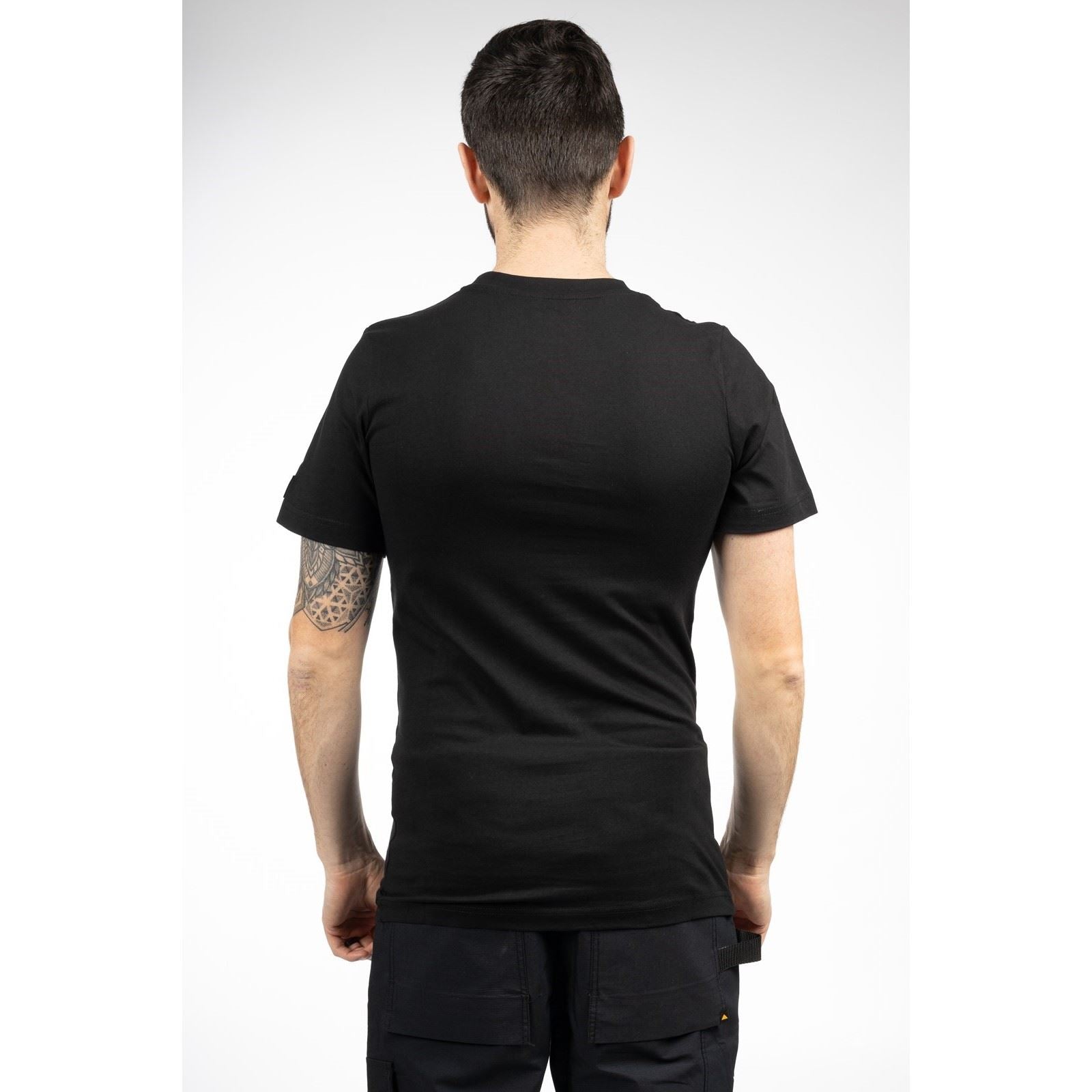 Caterpillar Essentials Short Sleeve T-Shirts À Manches Courtes Noirs En Coton Pour Hommes
