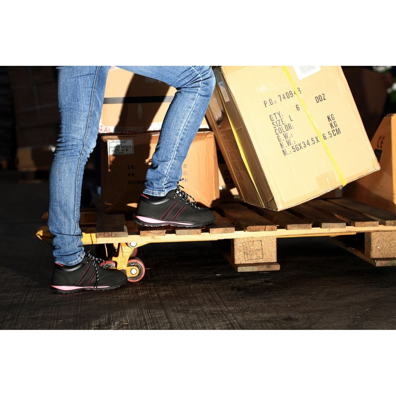 Amblers Safety  Baskets De Sécurité En Cuir Pour Femmes Fs47 Noires/Roses