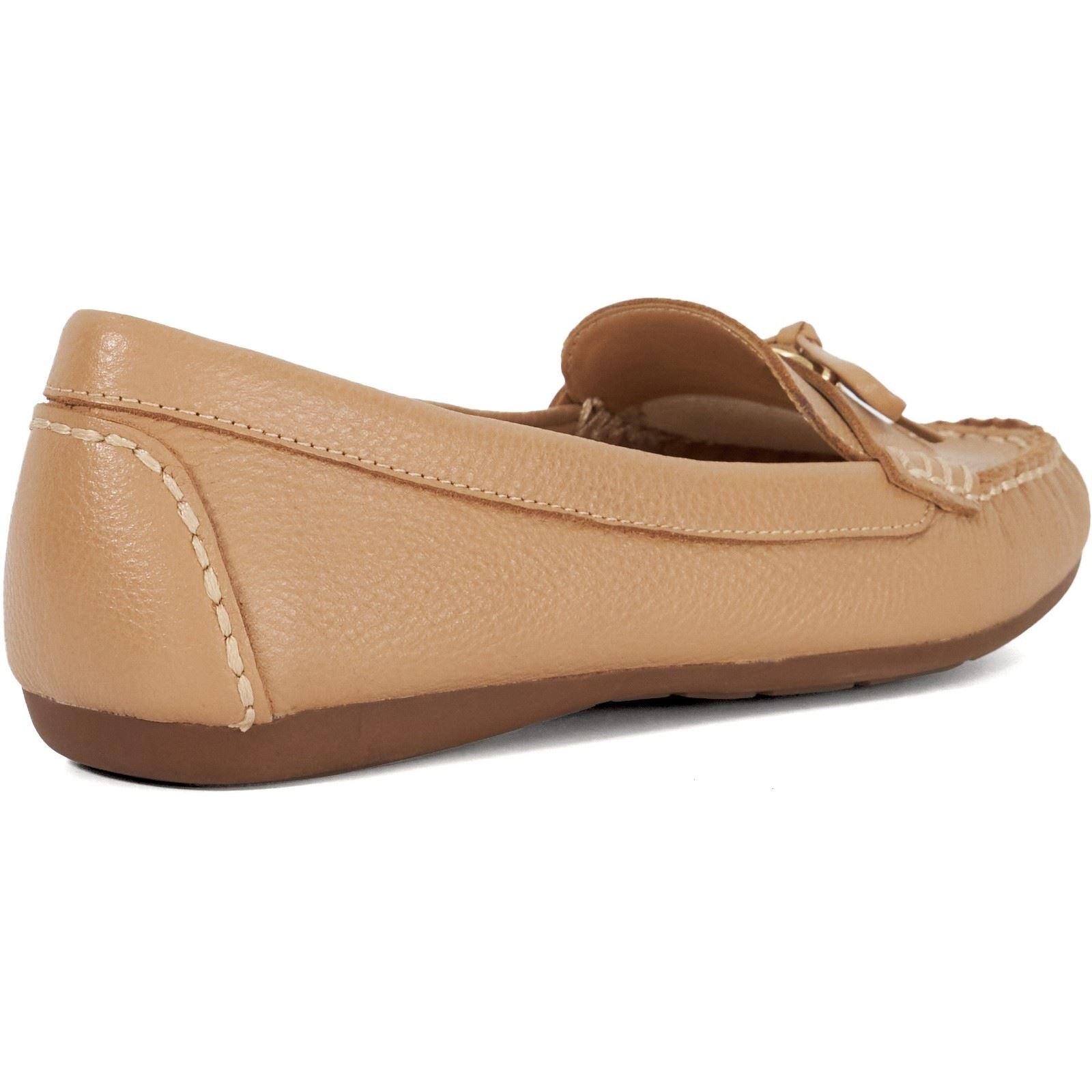 Dune Grovers Wide Fit Chaussures Mocassins Pour Femmes En Cuir De Chameau