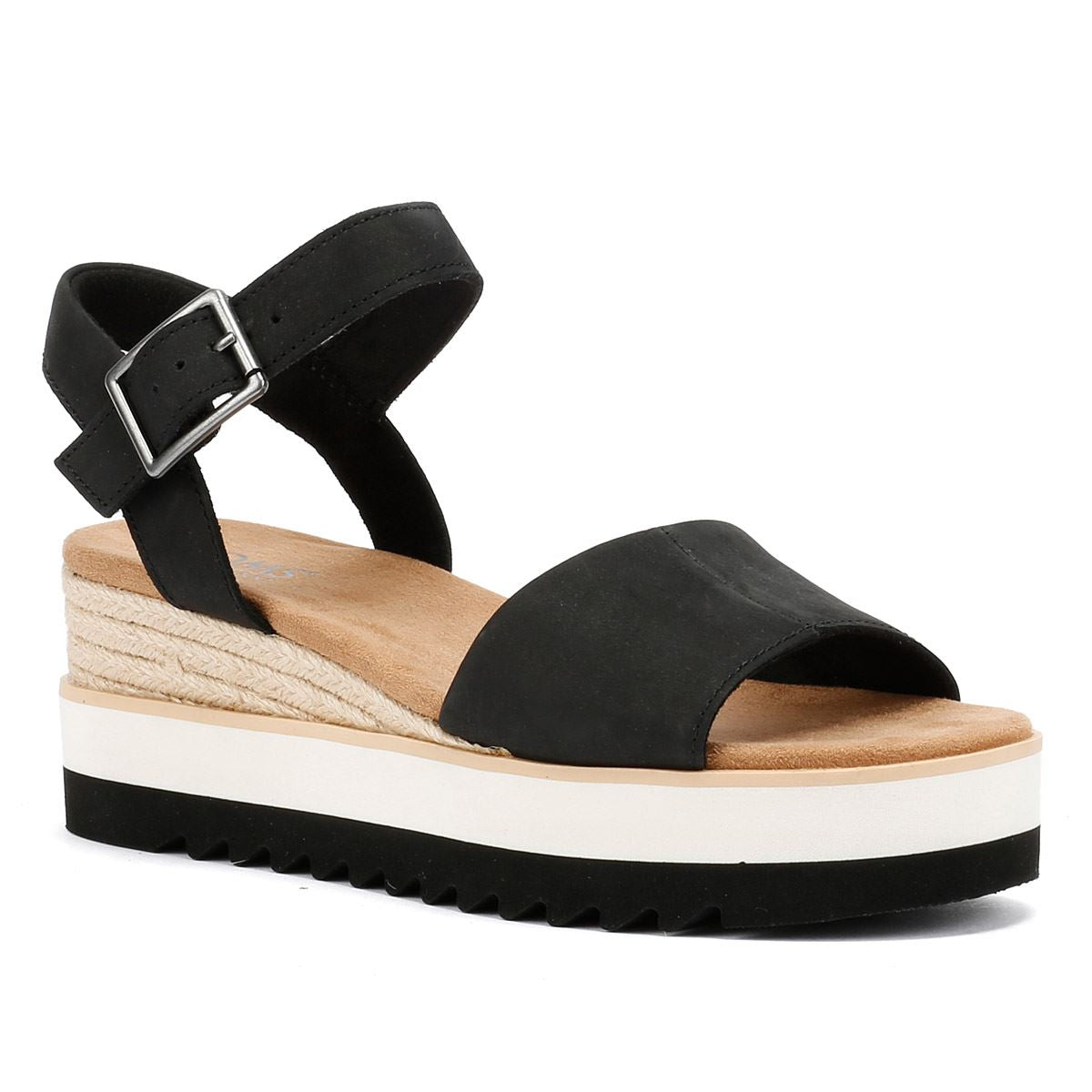 TOMS Diana Escarpins Compensés Noirs Pour Femmes En Cuir