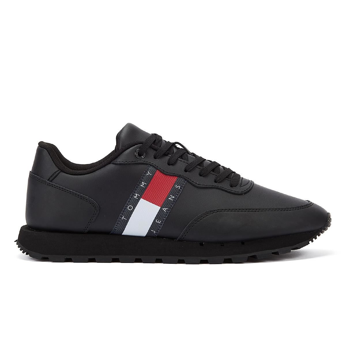 Tommy Hilfiger Tommy Jeans Leather Runner Hommes Noir Trainer