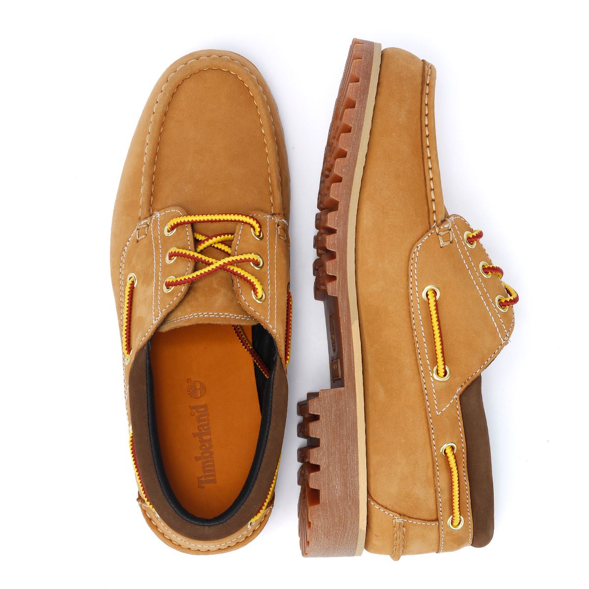Timberland Authentic Chaussures En Cuir Marron À Lacets Pour Homme