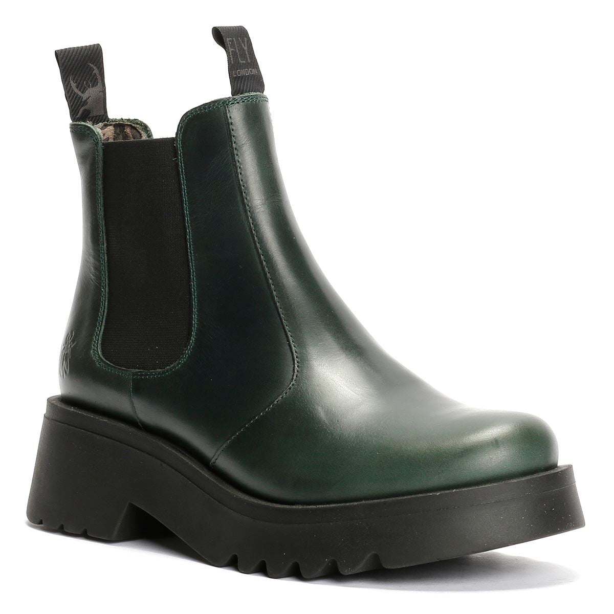 Fly London Medi Bottes En Cuir Vertes Pour Femmes
