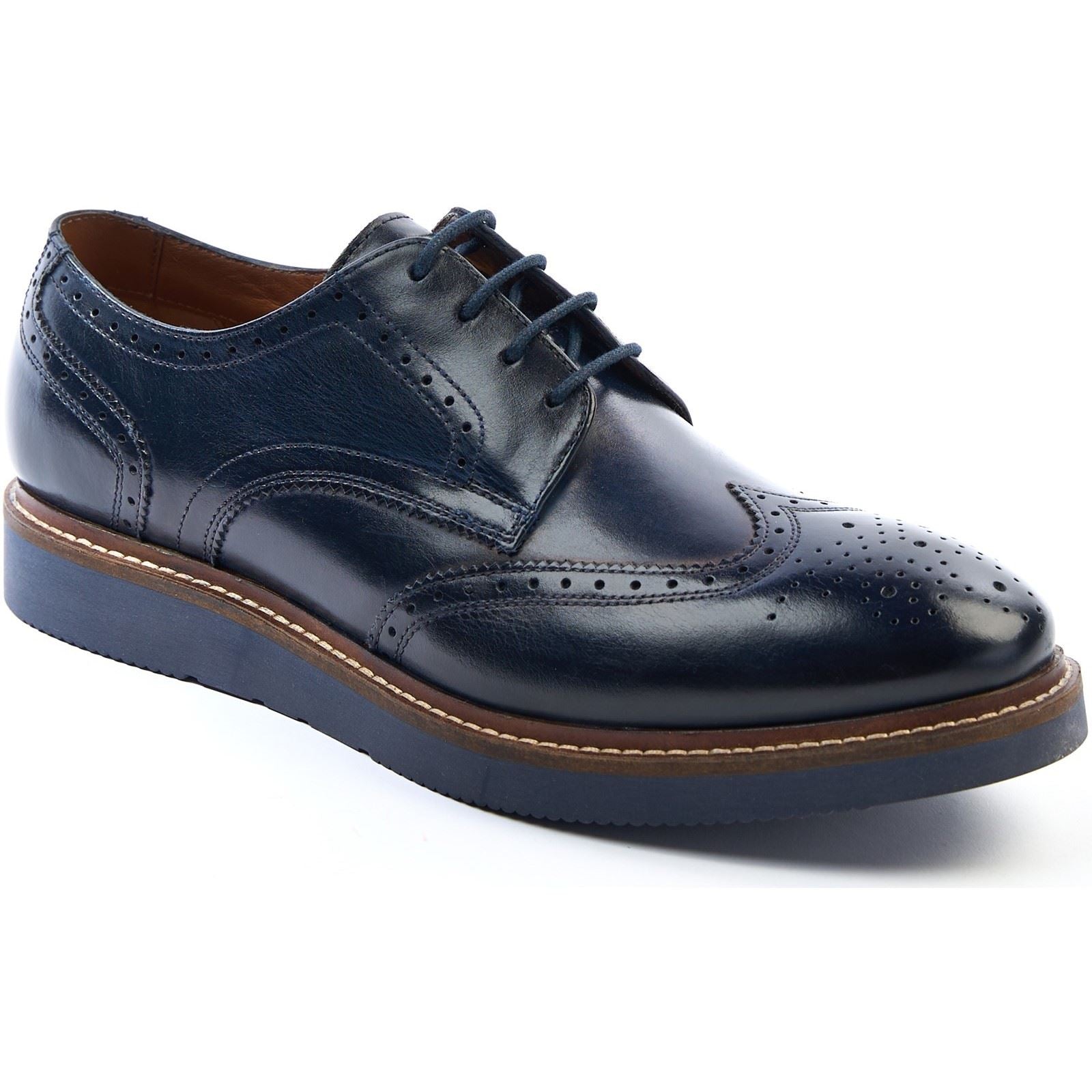 Base London Joe Chaussures À Lacets Pour Hommes En Cuir Bleu Marine
