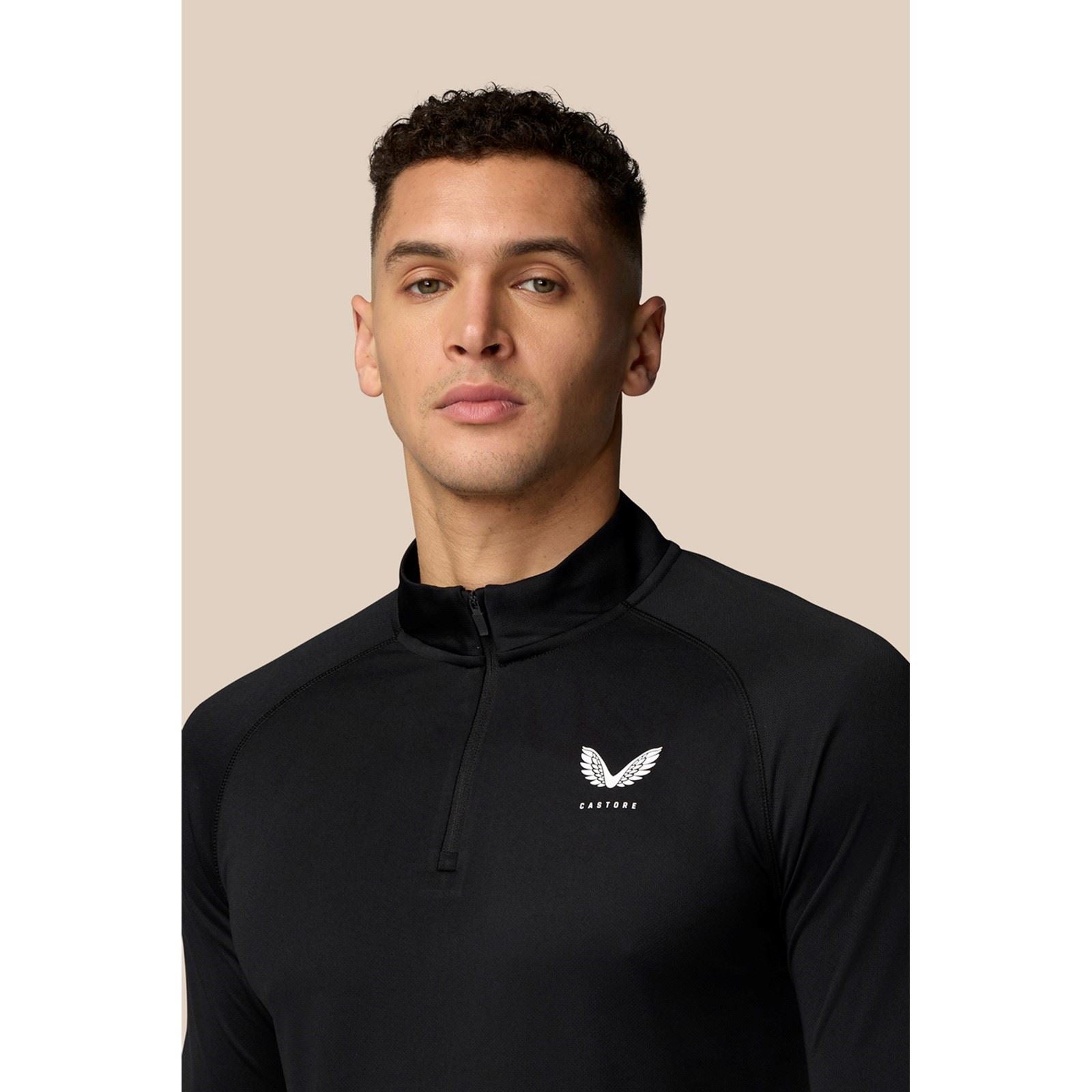 Castore Adapt Training 1/4 Zip Top T-Shirts De Sport Actifs Pour Hommes En Polyester Noir