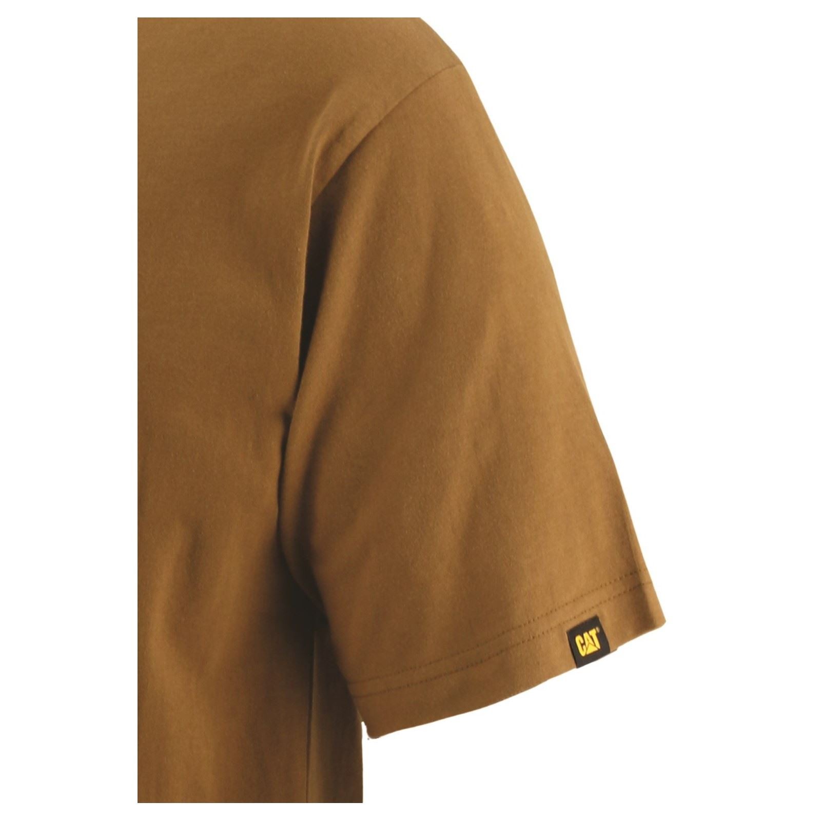 Caterpillar Trademark Logo T-Shirts En Coton Pour Hommes À Manches Courtes Bronze