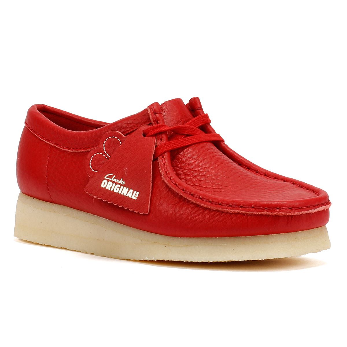 Clarks Originals Wallabee Chaussures Rouges En Cuir Pour Femmes