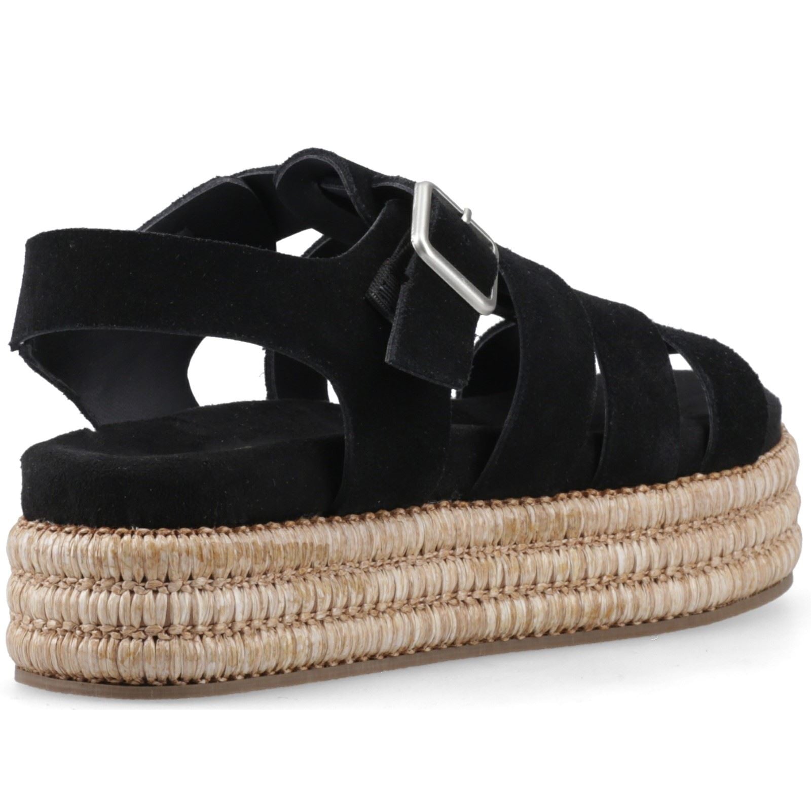 Hush Puppies Rosetta Gladiator Sandales En Cuir Noires / Marron Pour Femmes