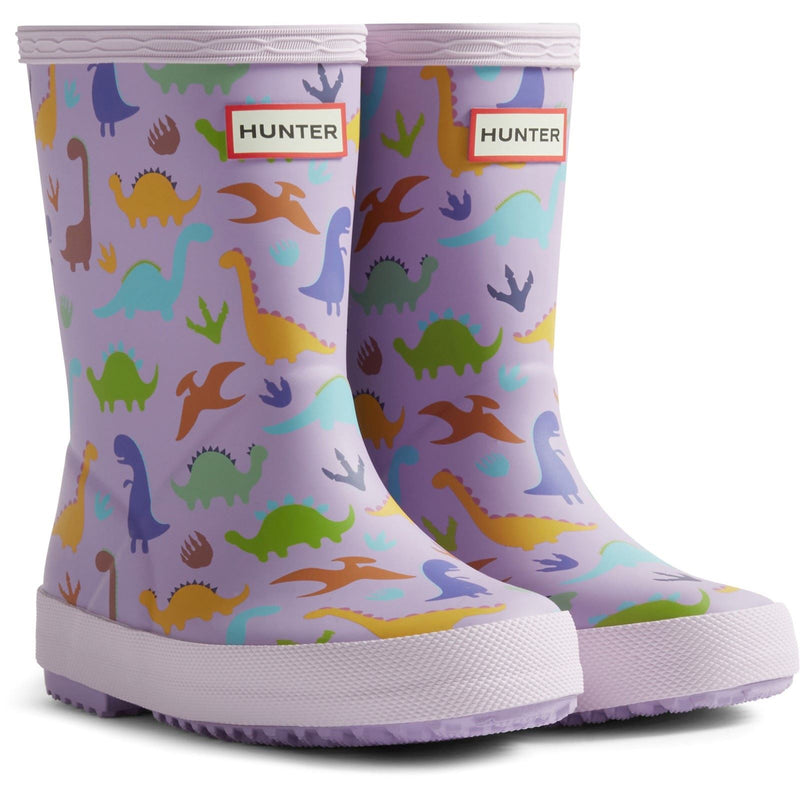Hunter Kids Dinosaur Boot Bottes En Caoutchouc Violet Dinoosaur Wellington