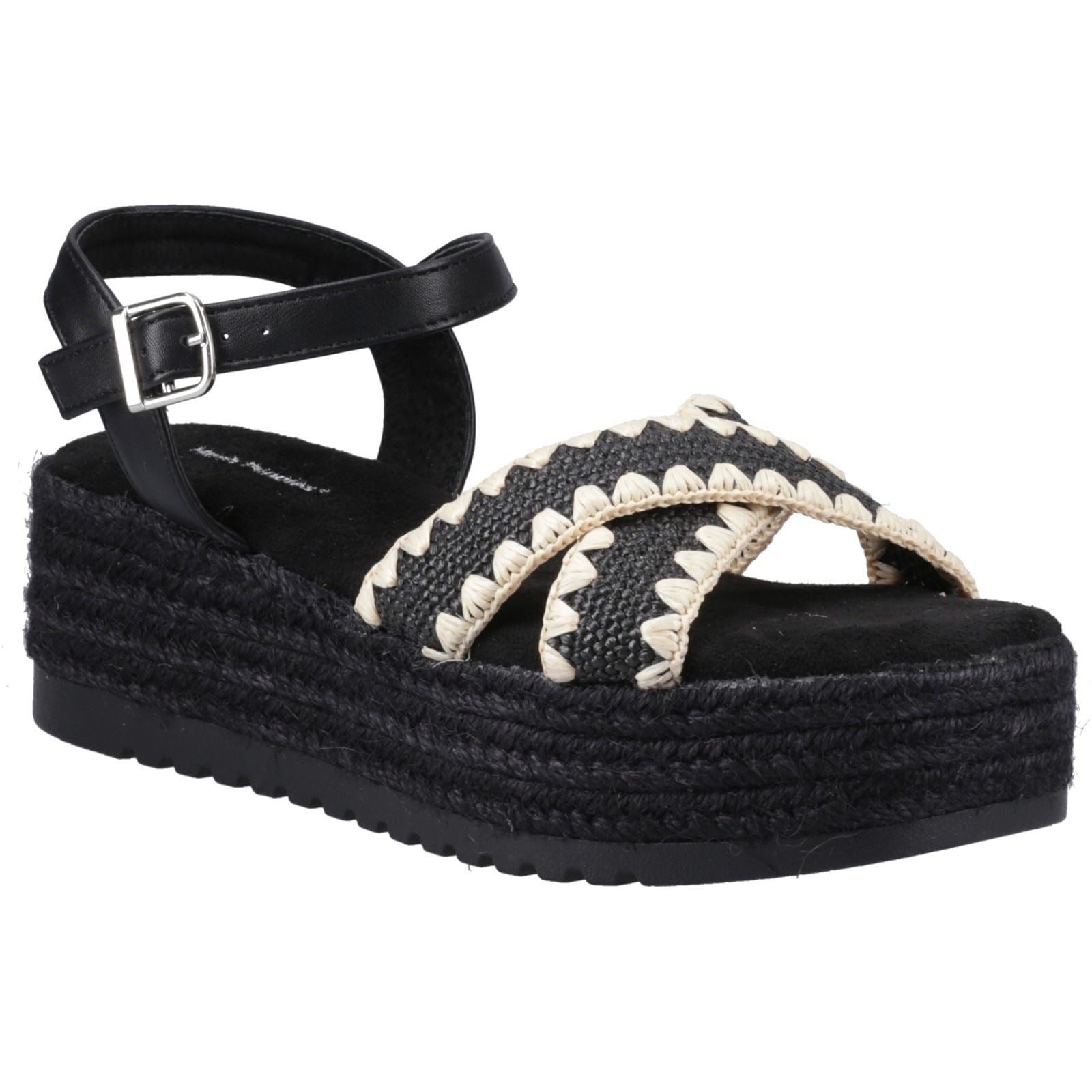 Hush Puppies Jemma Espadrille Sandales Pour Femmes En Polyuréthane Noir