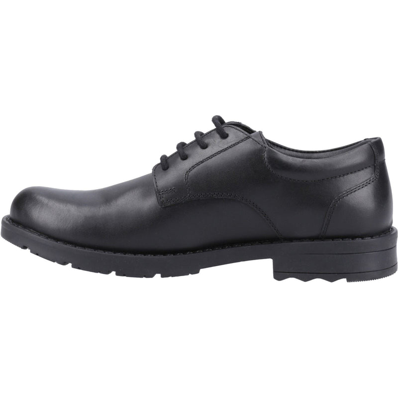 Hush Puppies Bruno Senior Chaussures Derby Noires En Cuir Pour Garçons