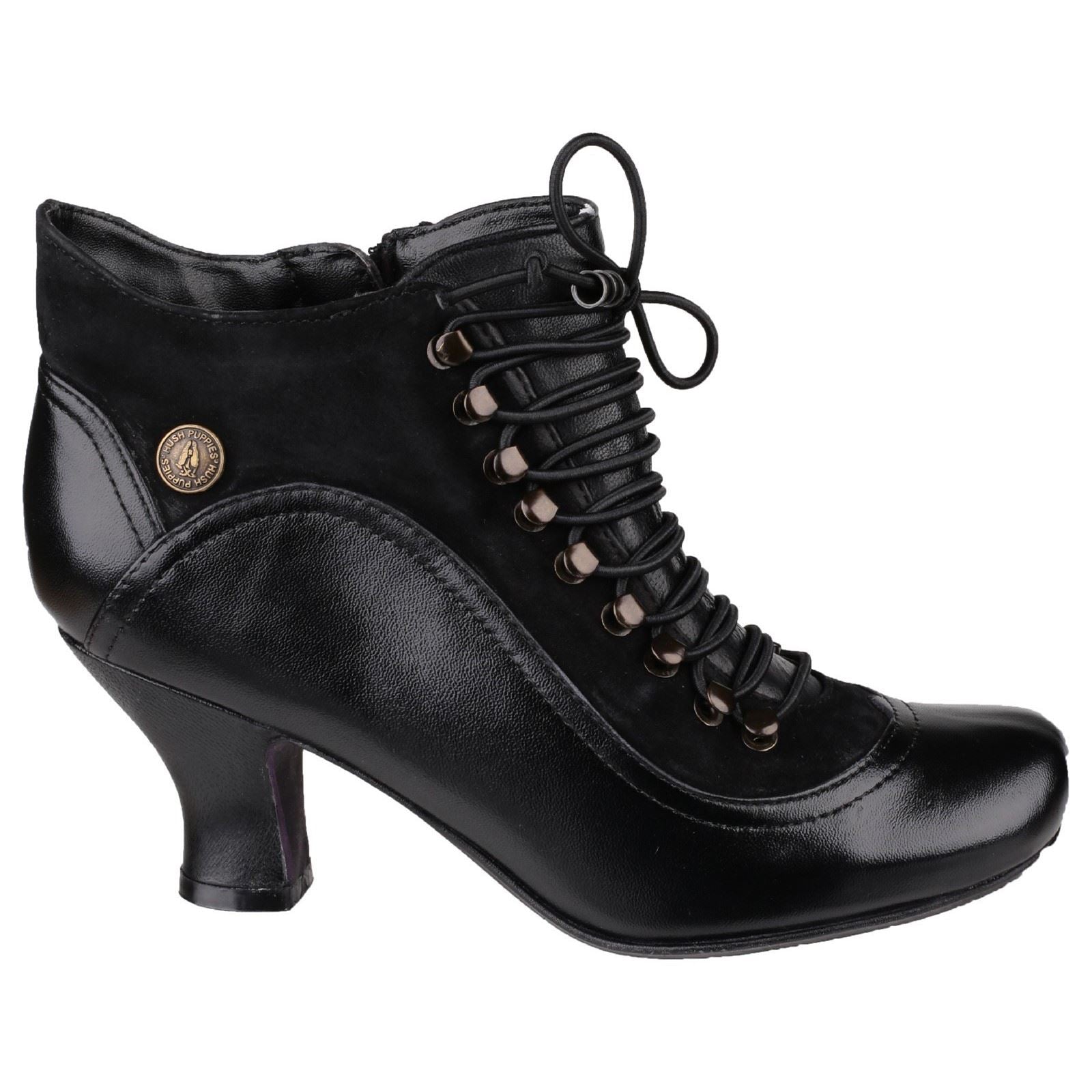 Hush Puppies Vivianna Bottes Noires En Cuir Pour Femmes