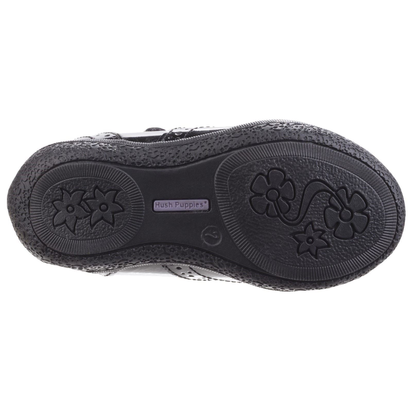 Hush Puppies Rina Junior Patent Chaussures Noires En Cuir Verni Pour Filles