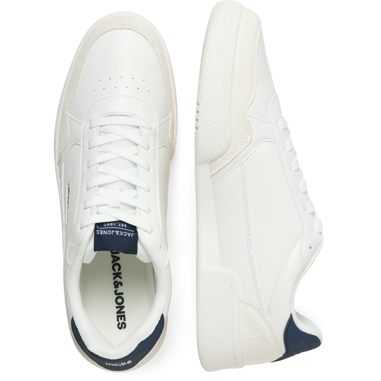 Jack & Jones Bounce Chaussures De Sport Blanches/Marines Pour Homme En Polyuréthane