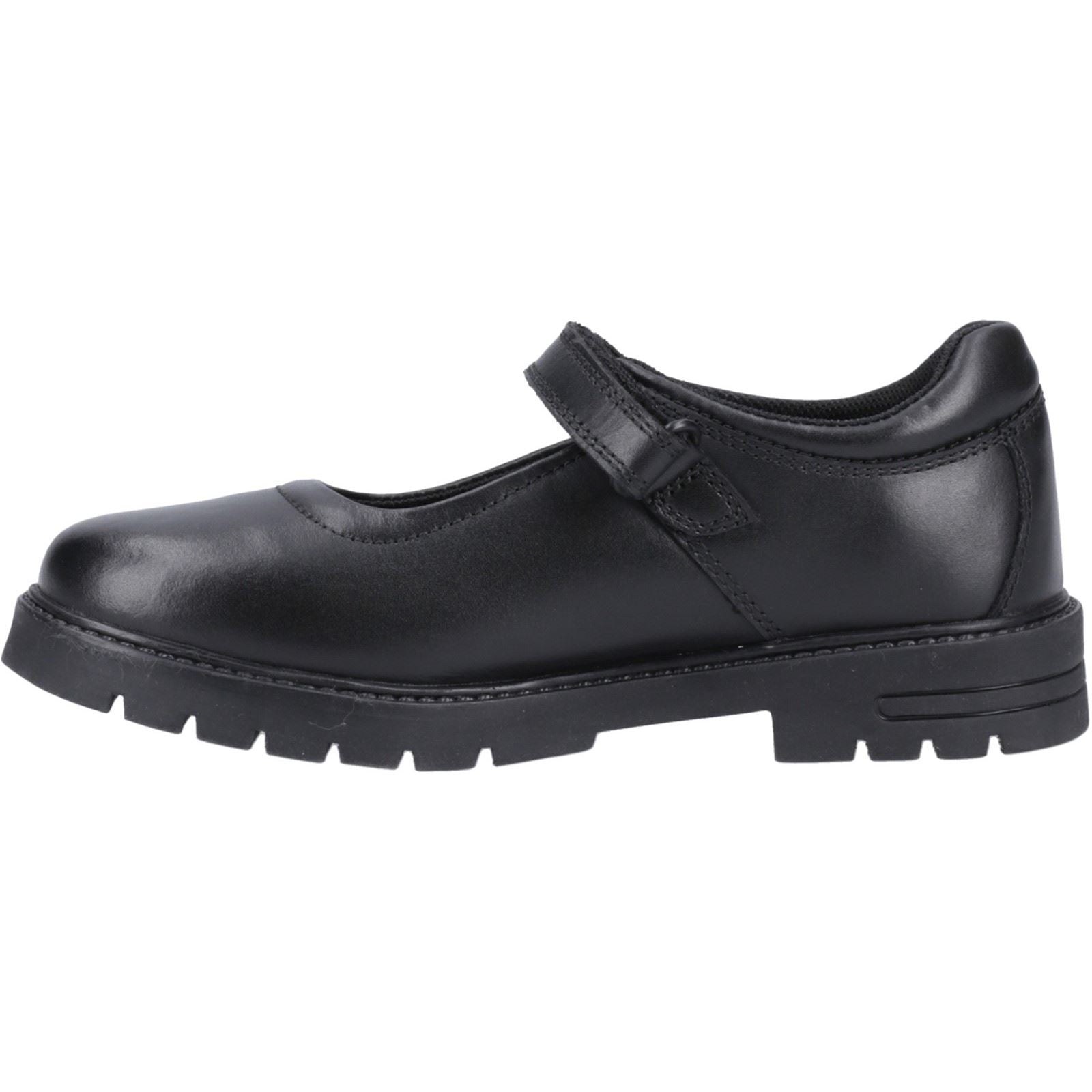Hush Puppies Tanya Senior Chaussures Noires Pour Filles En Cuir