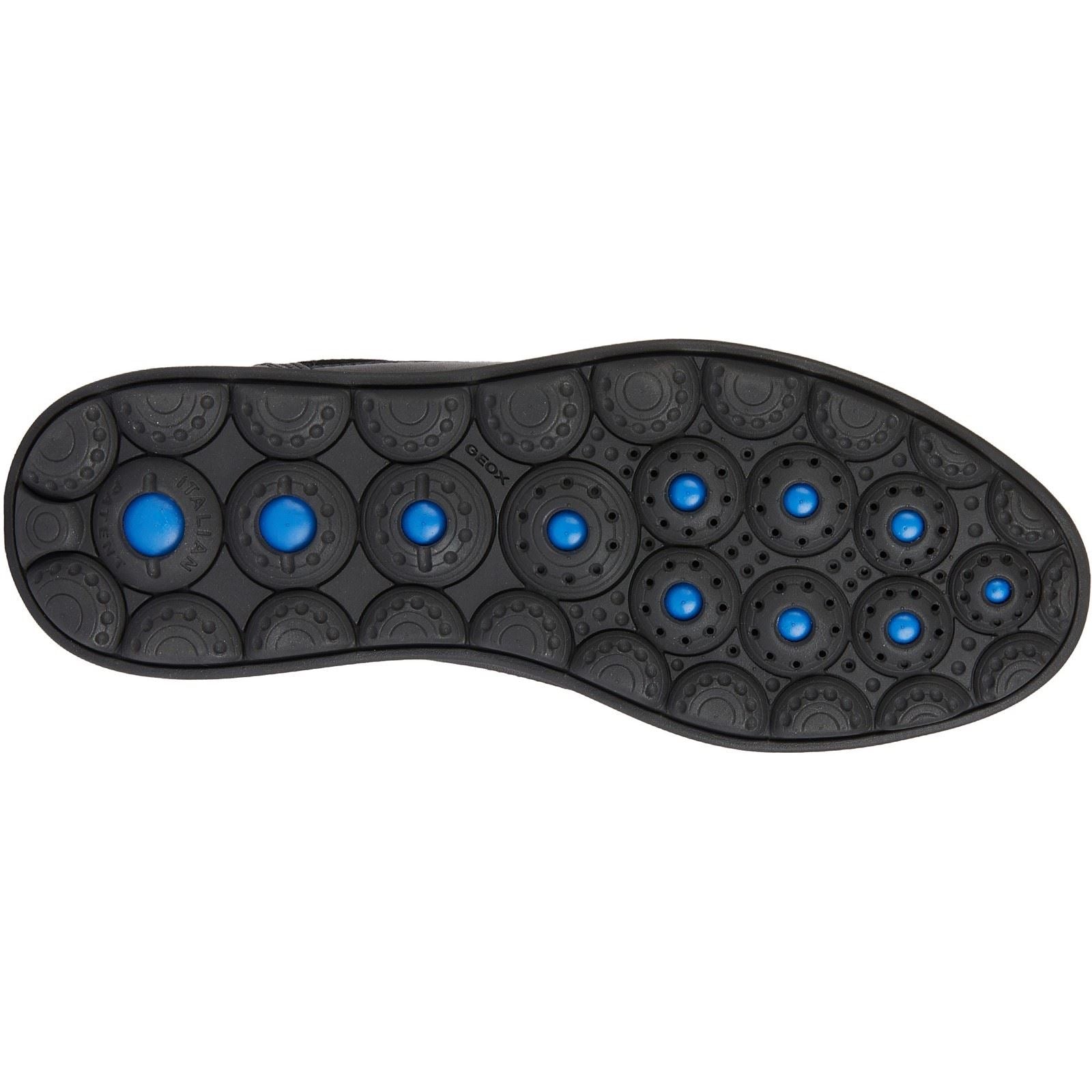 Geox U SPHERICA EC12 Baskets Noires Pour Homme En Cuir De Vachette Pleine Fleur