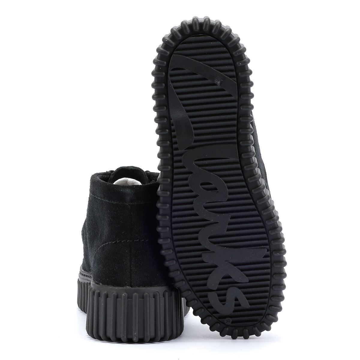 Clarks Main Torhill Moss Bottes Noires En Daim Pour Femmes
