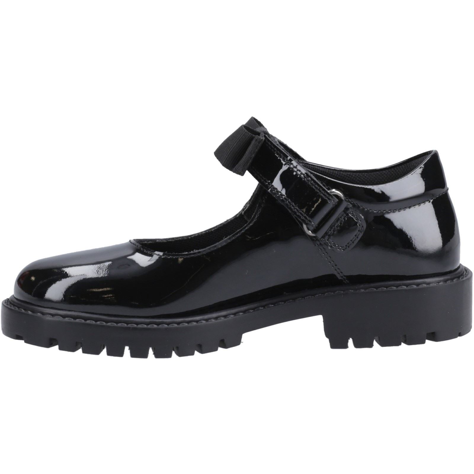 Hush Puppies Astrid Bow Chaussures Noires Pour Filles En Cuir