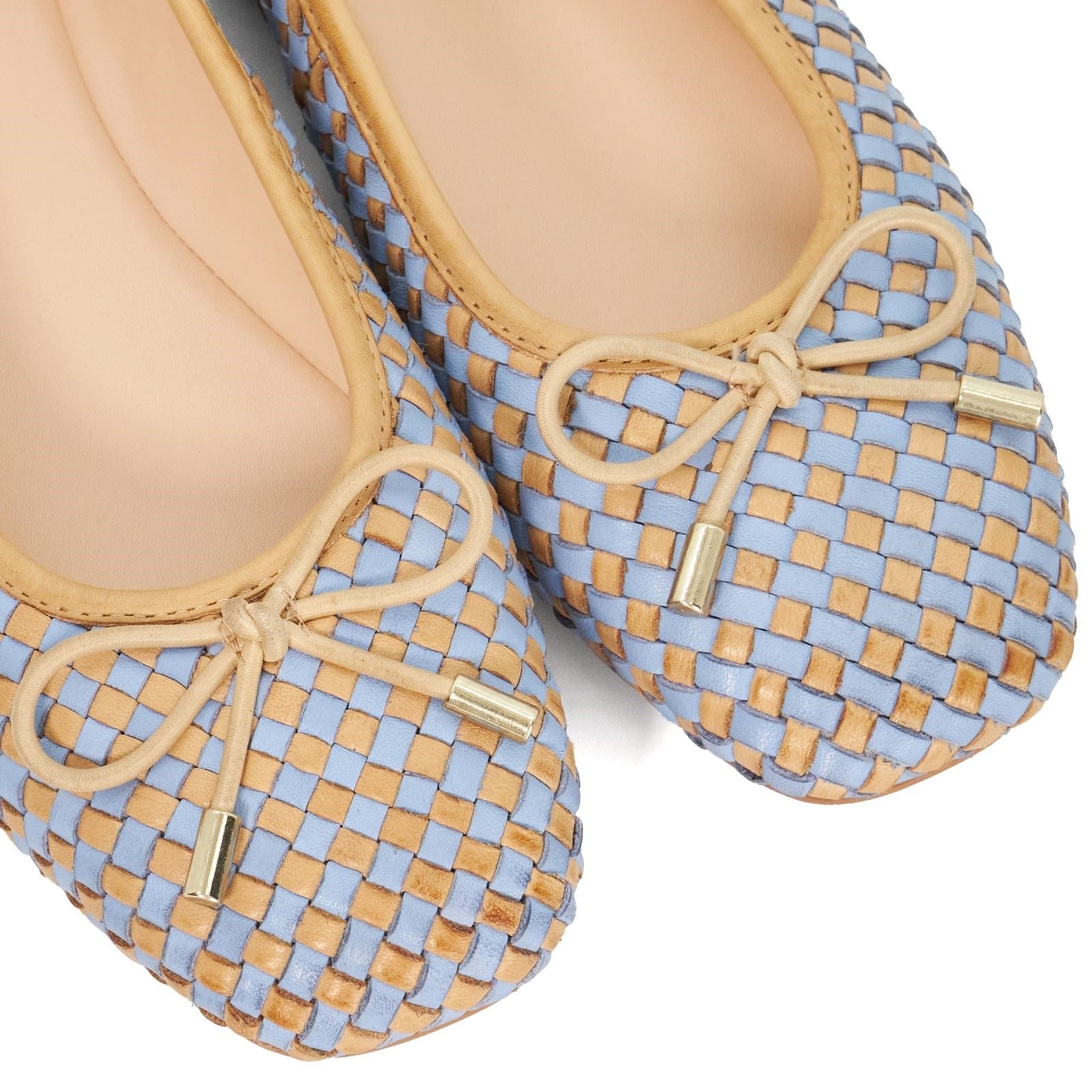 Dune Heights Chaussures Plates Bleues En Cuir Pour Femme