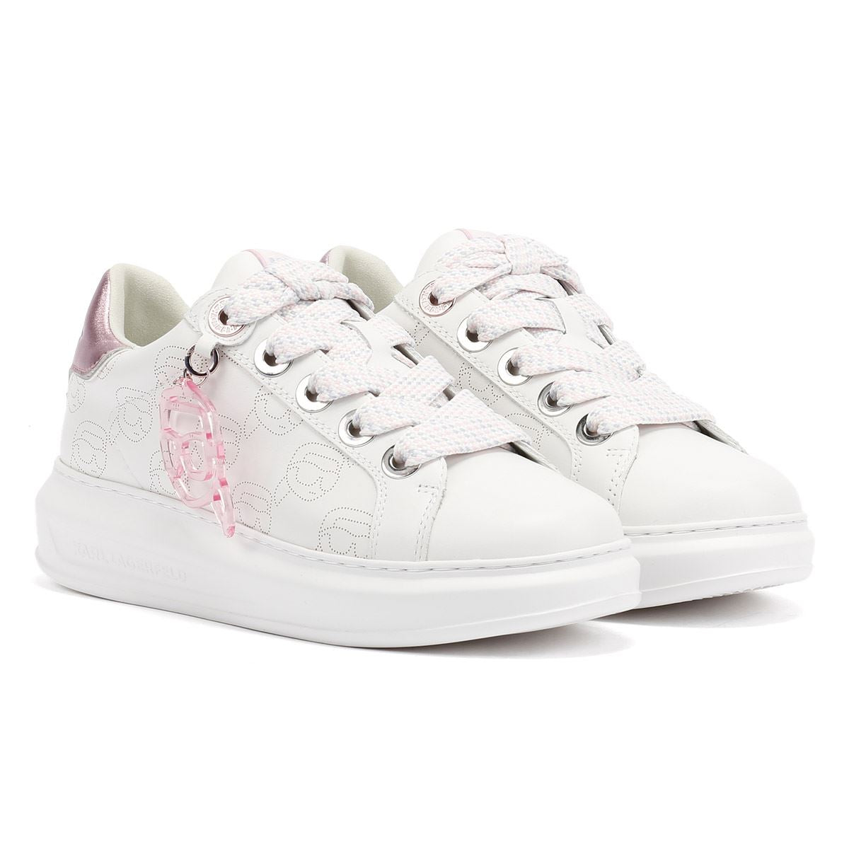 Karl Lagerfeld Kapri NFT Plexi Pendant Baskets Blanches En Cuir Pour Femmes