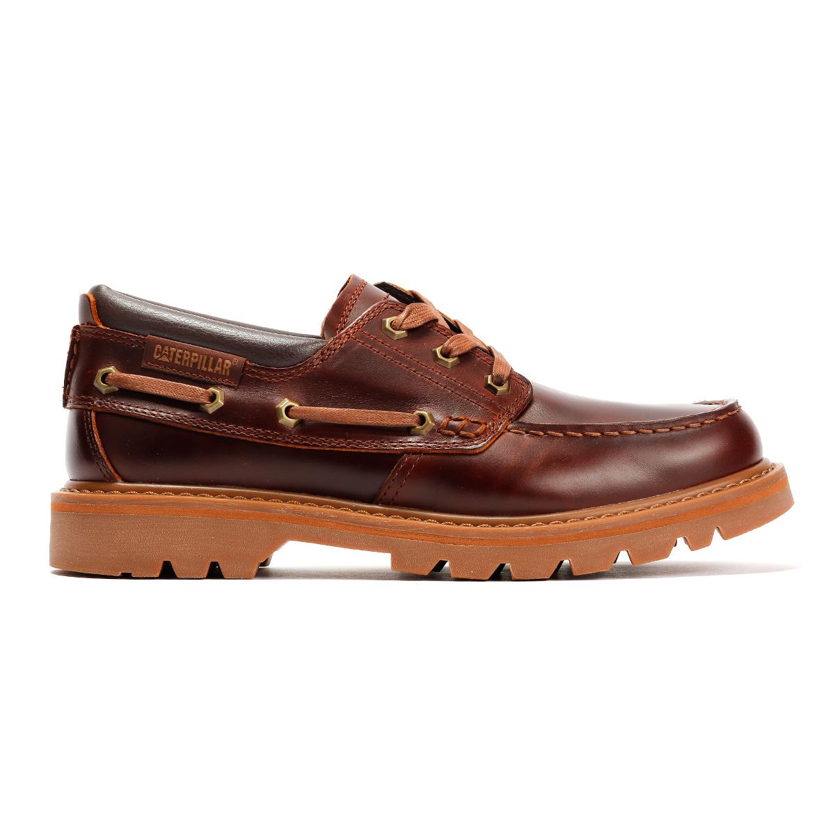 Caterpillar Colorado Boat Lo Chaussures En Cuir Pour Hommes Brunes À Lacets