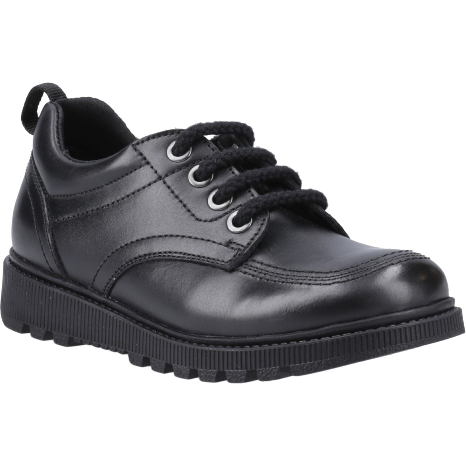 Hush Puppies Keeley Chaussures À Lacets Noires En Cuir Pour Filles