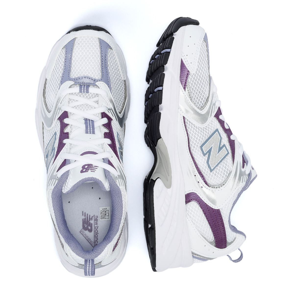 New Balance 530 Baskets Blanches/Violet Astral