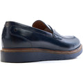Base London Sid Mocassins En Cuir Pour Hommes Bleu Marine