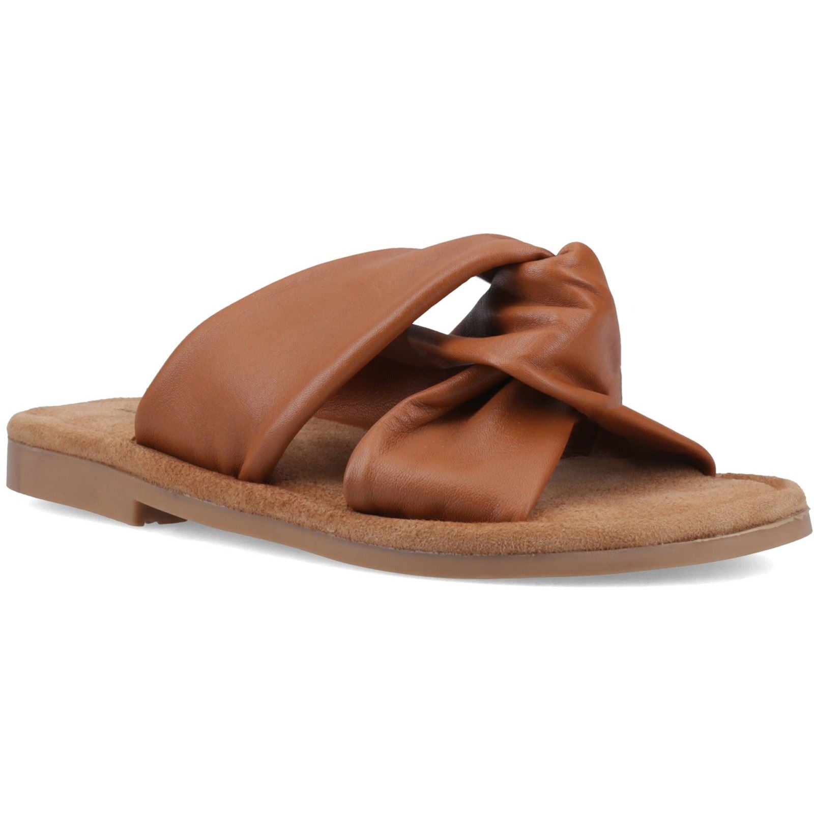 Hush Puppies Amy Wide Fit Sandales En Cuir Pour Femmes Couleur Caramel