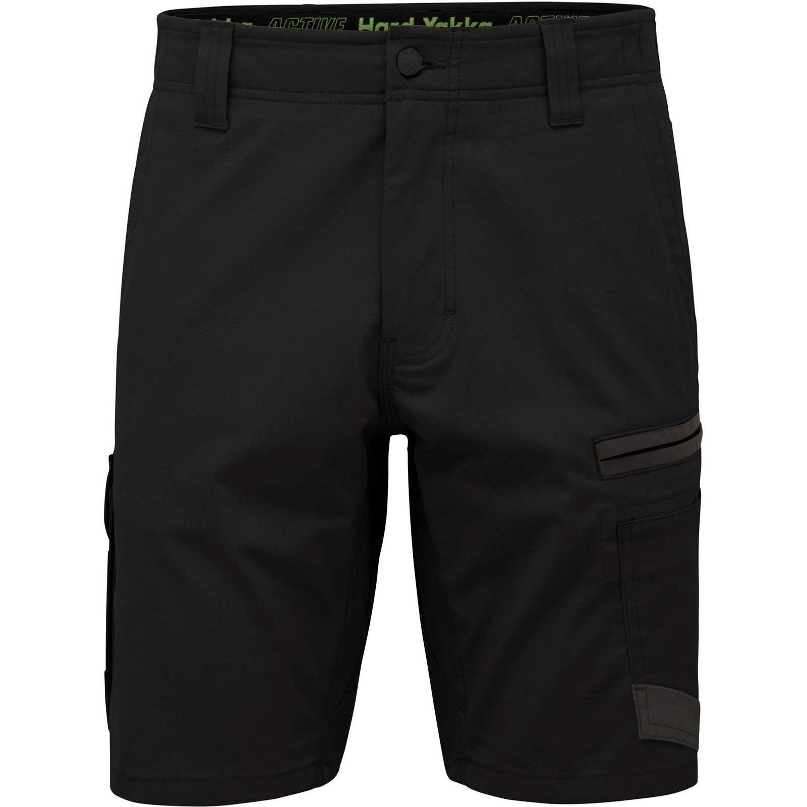 Hard Yakka Raptor Active Shorts En Coton Pour Hommes Noirs Jusqu'aux Genoux
