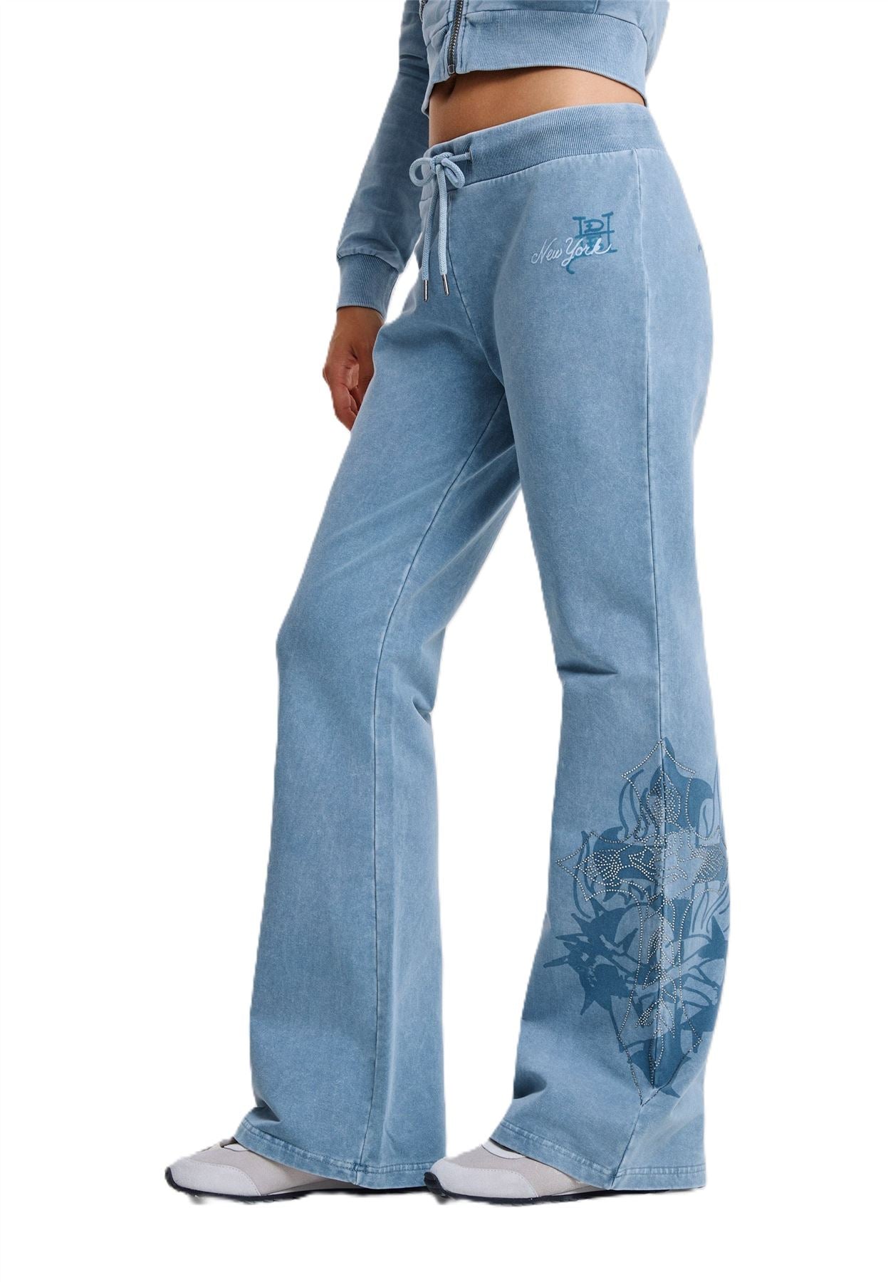 Ed Hardy Cross and Thorn Flared Jogging Bleu Pour Femmes
