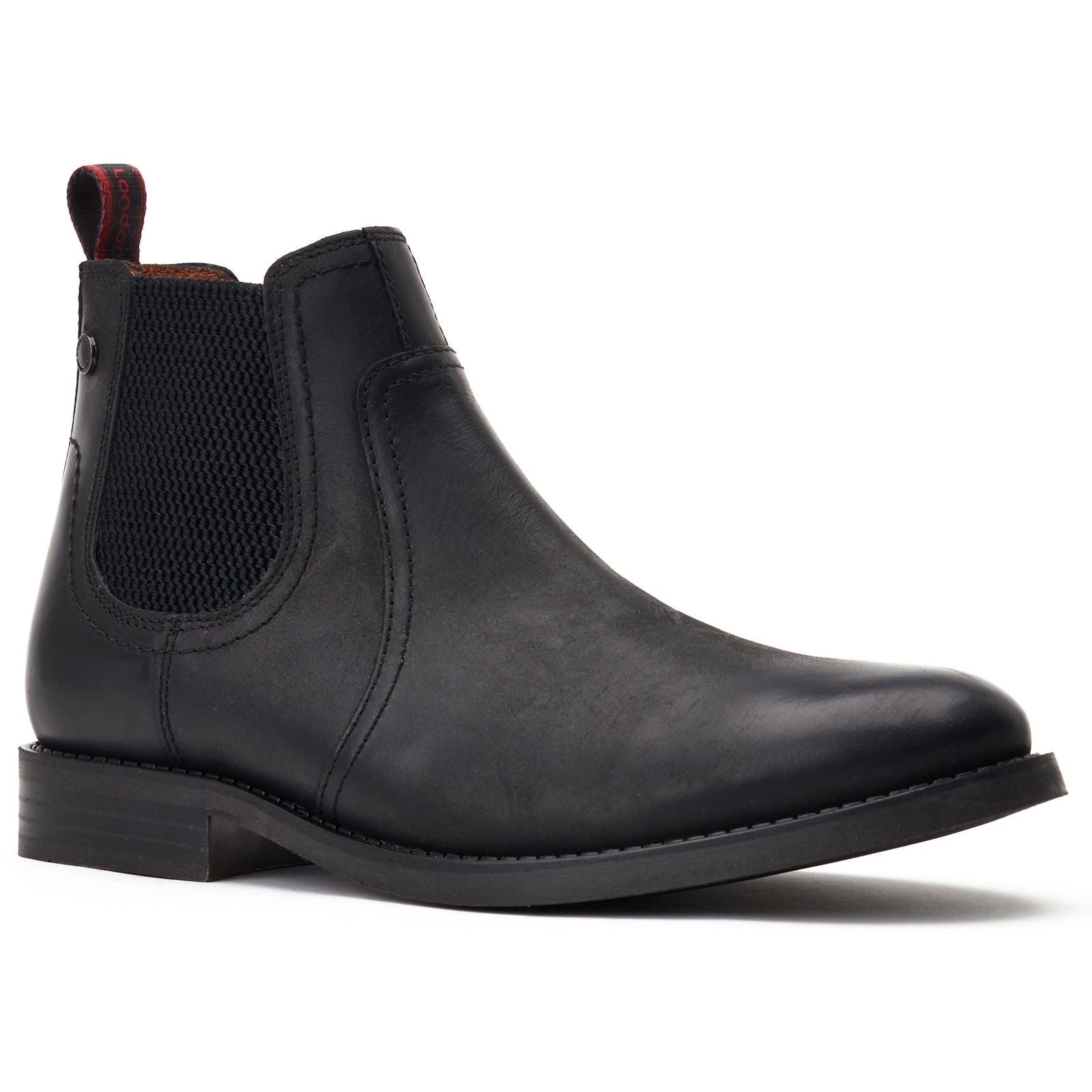 Base London Bateman Bottes Noires En Cuir Pour Hommes