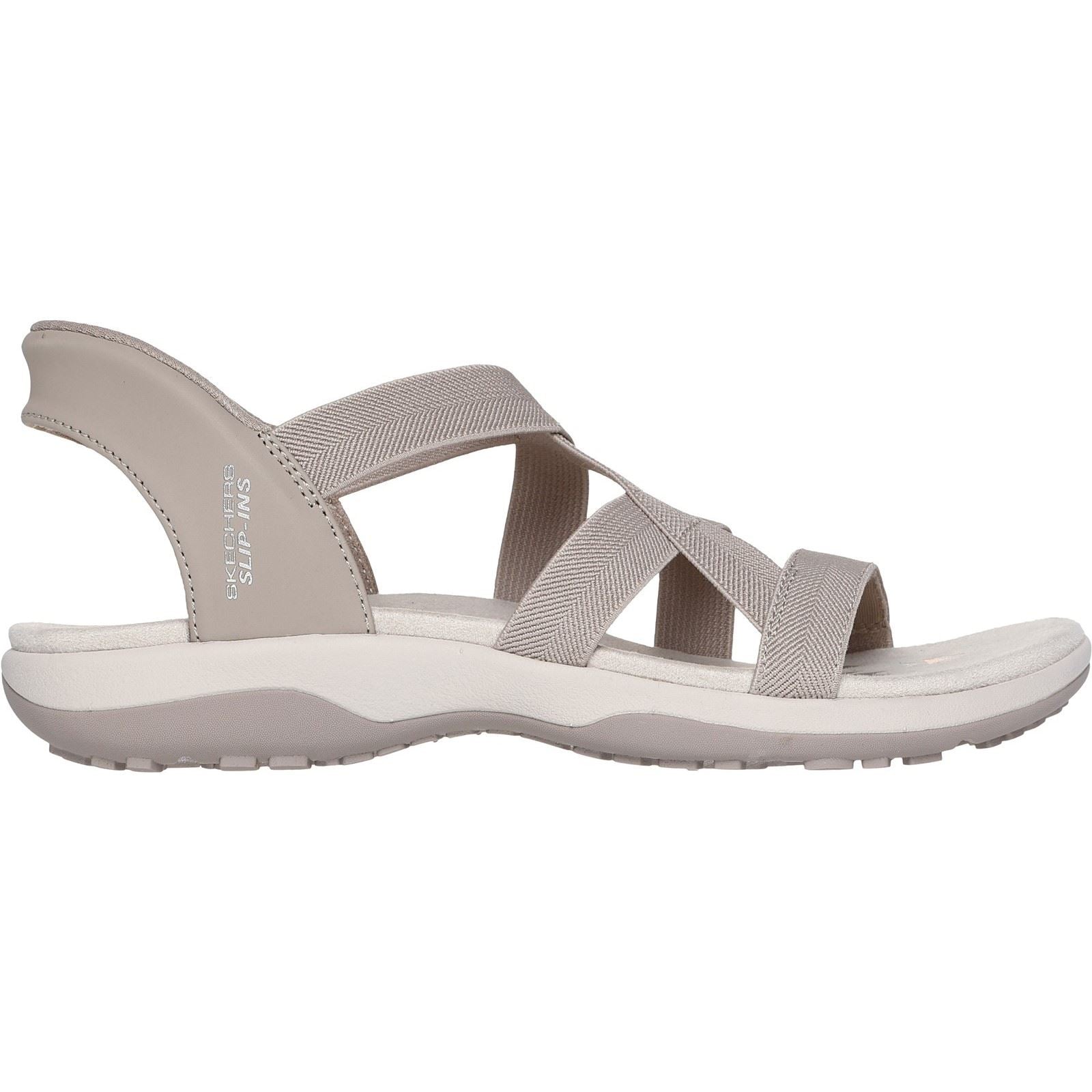 Skechers Reggae Slim Stretch Flex Sandales Pour Femmes En Textile Taupe