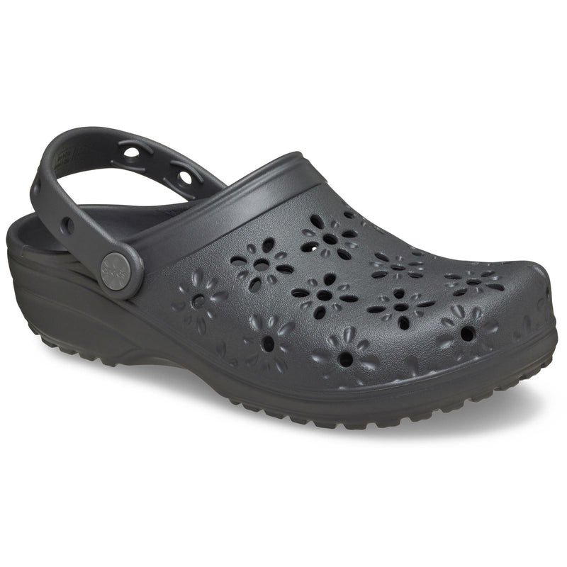 Crocs Classic Floral Cut Out Sabots De Plage Noirs En Thermoplastique