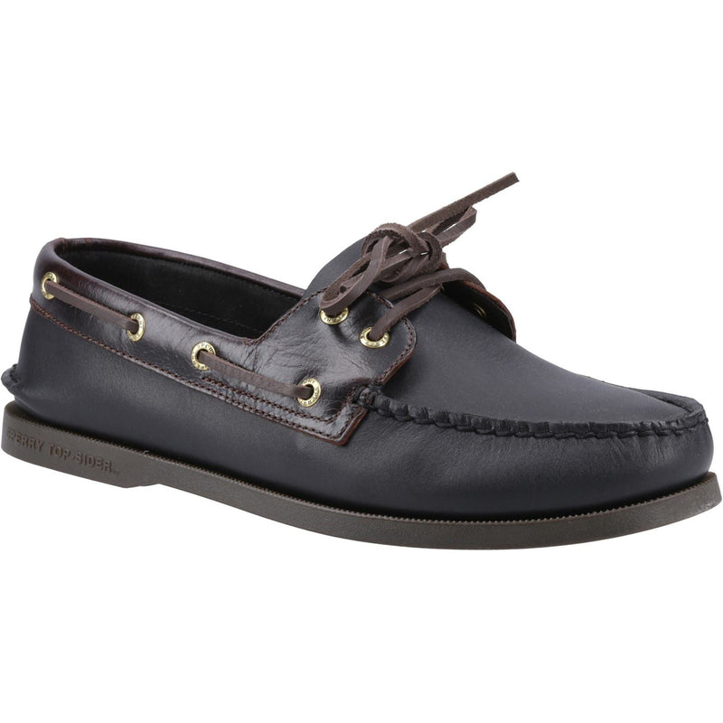 Sperry Authentic 2 Eye Chaussures Bateau Pour Homme En Cuir Amaretto/Noir