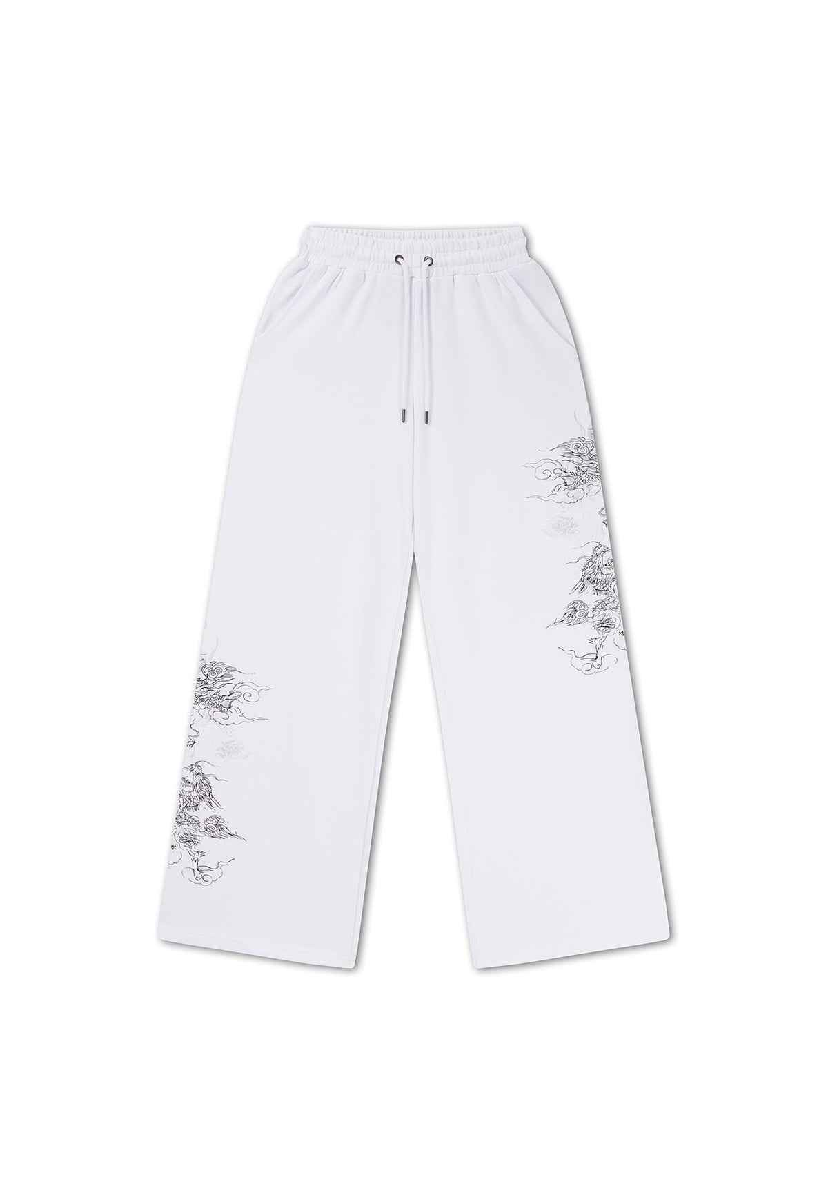 Ed Hardy Gothic Dragon Stone Wash Pantalons De Jogging Blancs Pour Femmes