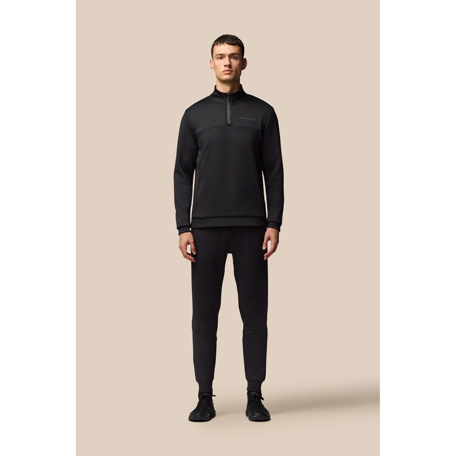 Castore Scuba 1/4 Zip Sweatshirt Noir Pour Homme En Polyester