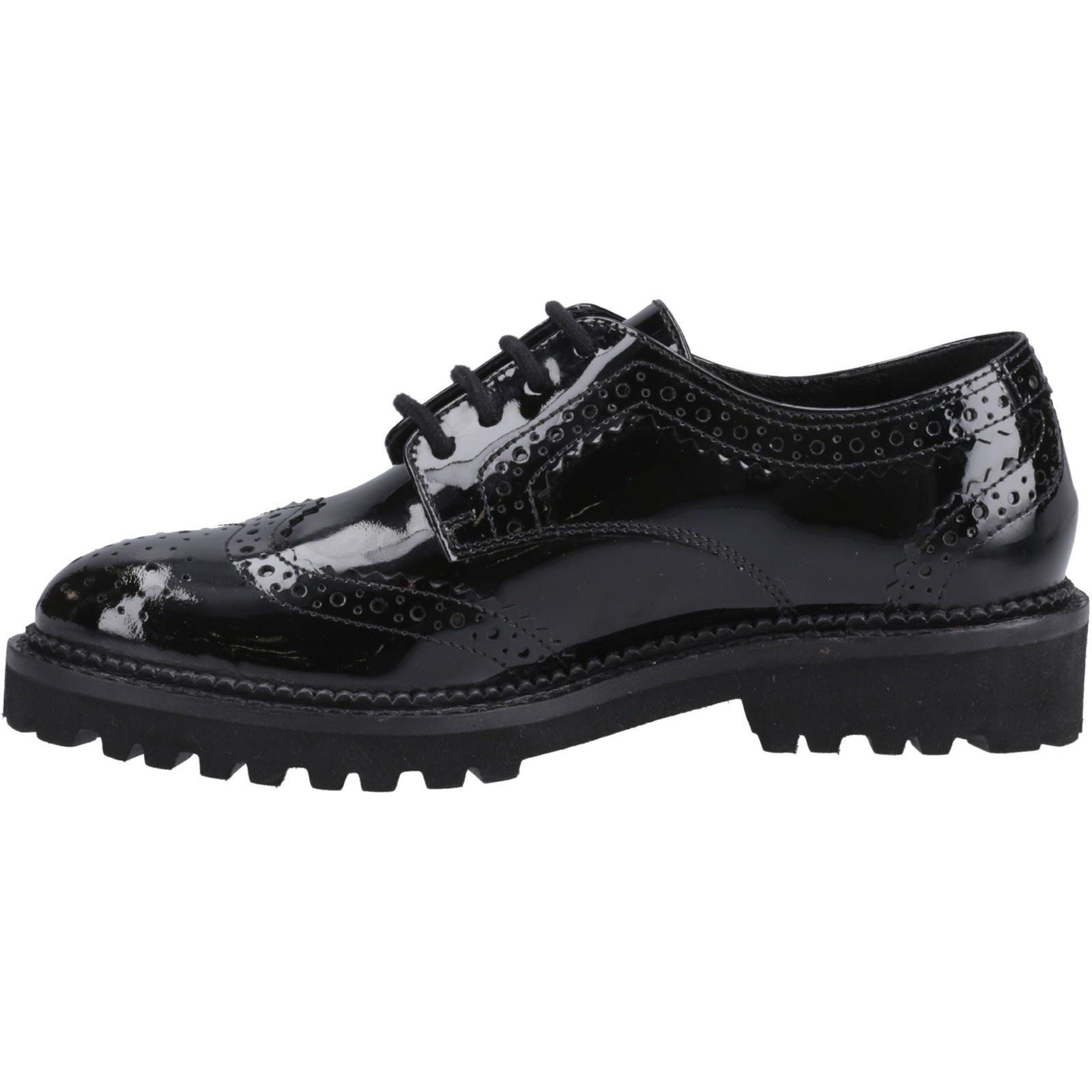 Hush Puppies Gabi Lace Up Chaussures Noires Pour Filles En Cuir