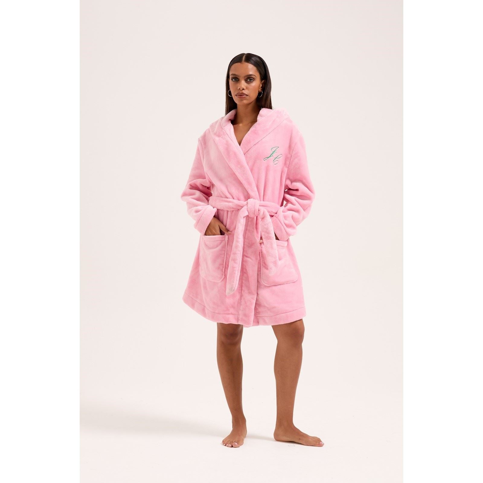 Juicy Couture Crown Robe De Détente Rose En Polyester Pour Femmes