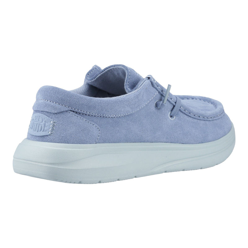 HEYDUDE Wendy COMF Suede Chaussures Mocassins En Cuir Pour Femmes, Denim Délavé/Bleu Nuage