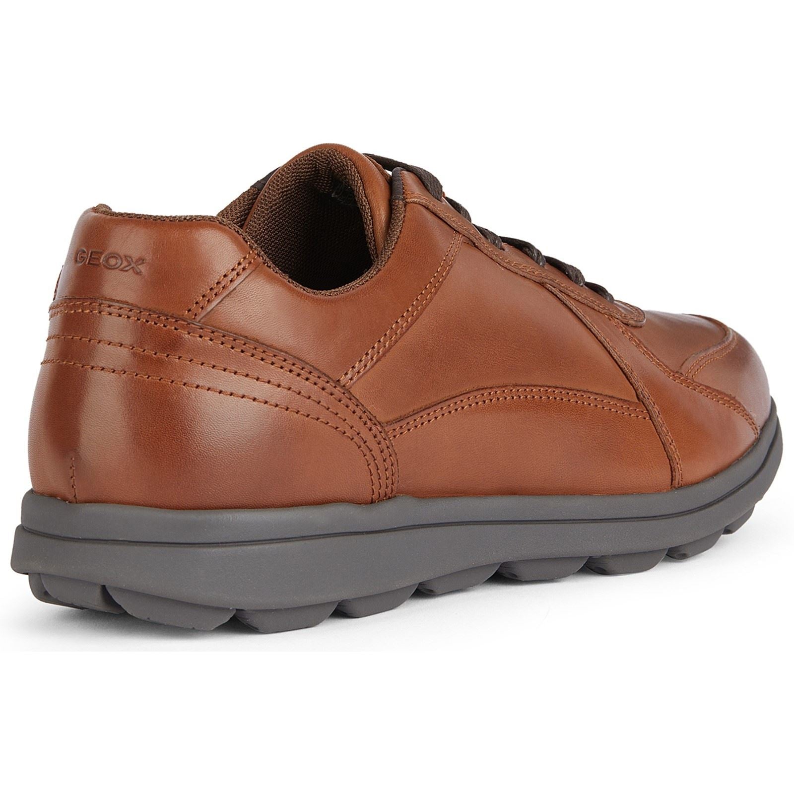Geox U SPHERICA EC12 Baskets Pour Hommes En Cuir Pleine Fleur Bovin De Couleur Cognac