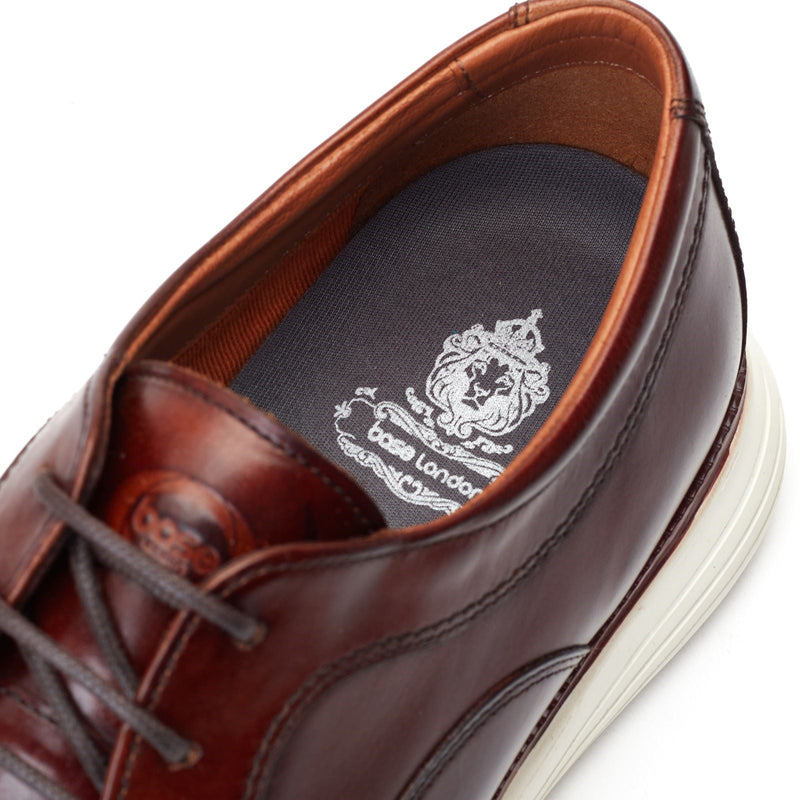 Base London Wing Chaussures Derby Pour Hommes En Cuir Marron Brûlé